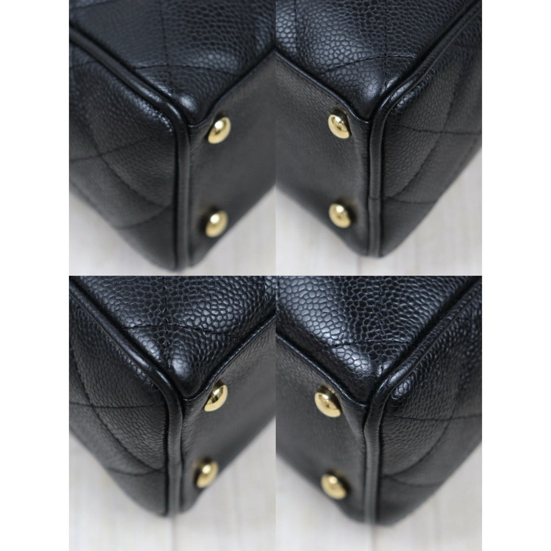 Good ( Rank AB)｜ CHANEL Caviar Skin Calf Leather Bowling Hand Bag Black Made In 2000～2002Year｜25082203