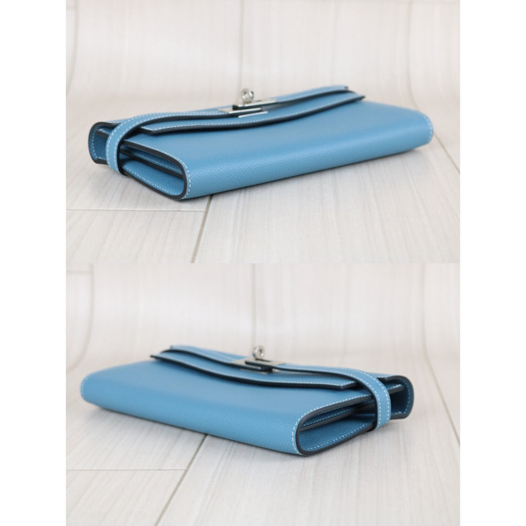 Excellent（Rank SA)｜ HERMES Epson Kelly Long Wallet Blue Jean □O Stamp Made In 2011Year｜X25121403