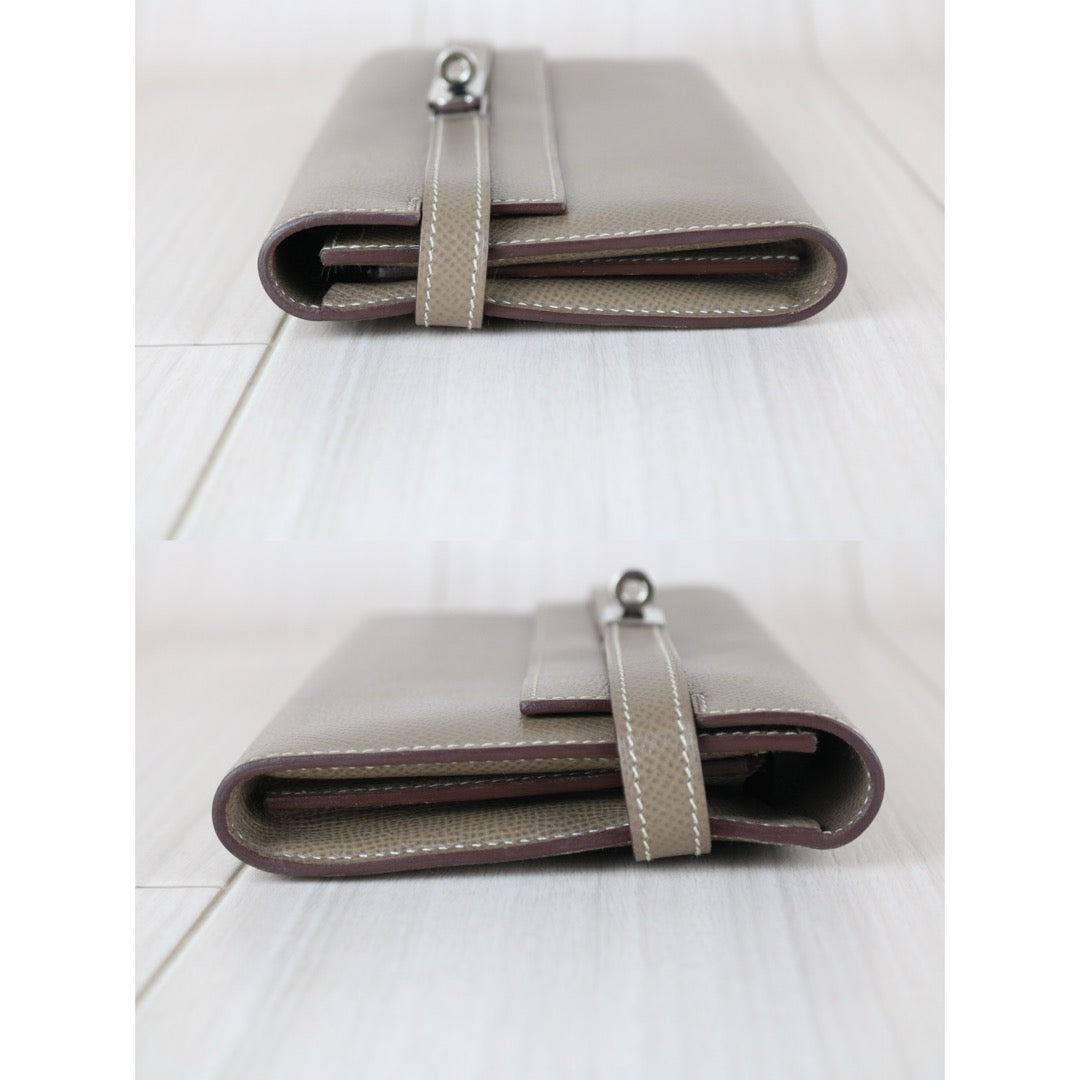 Very Good ( Rank A)｜ HERMES Epsom Kelly Wallet Etoupe Gray □N Stamp Made In 2010 Year｜W25092603