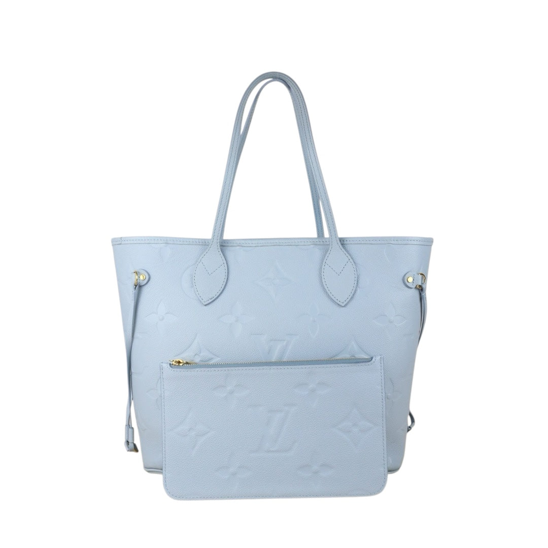 Include Entrupy Certificate of Authenticity｜Very Good ( Rank A)｜ Louis Vuitton Monogram Empreinte Calf Leather Blue Hour Neverfull MM With Pouch  IC Chips Model｜S26053008