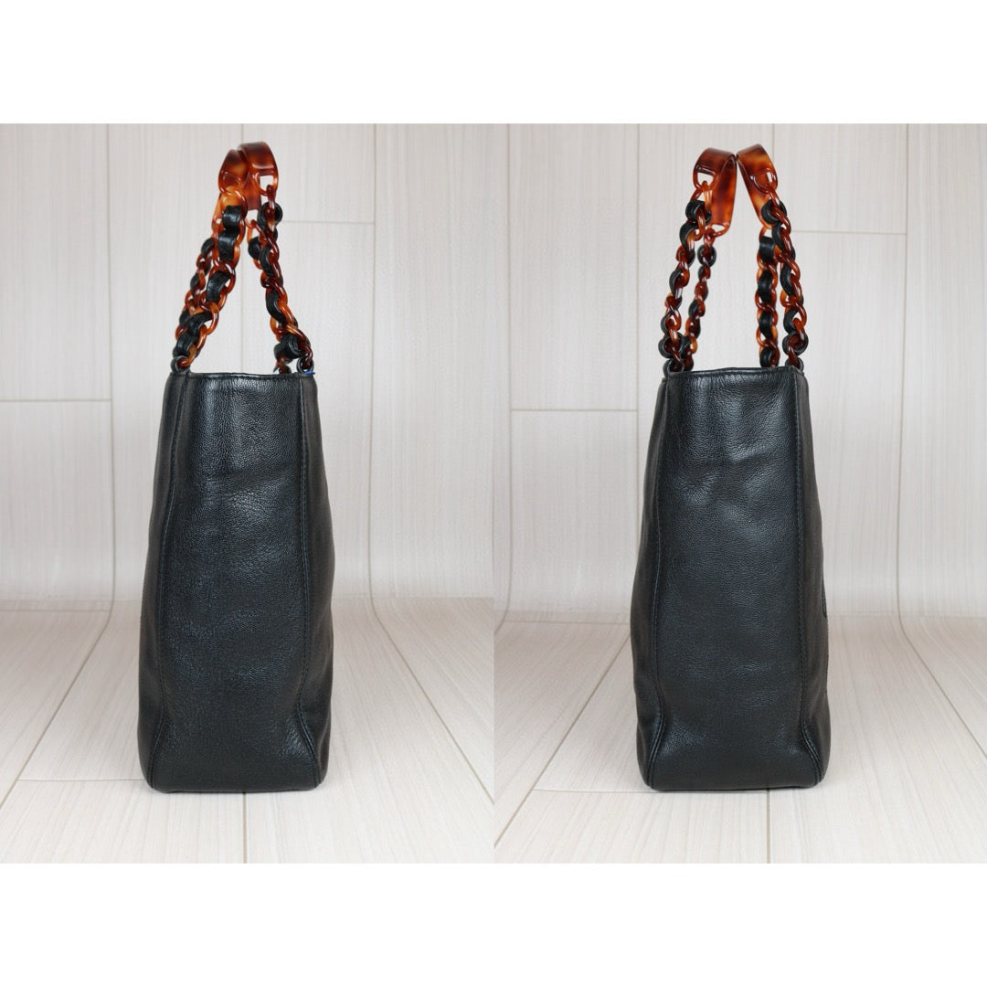 Very Good ( Rank A) ｜ CHANEL Caviar Skin Tortoiseshell ToteBag Black Made In 2002-2003Year  ｜S24072104