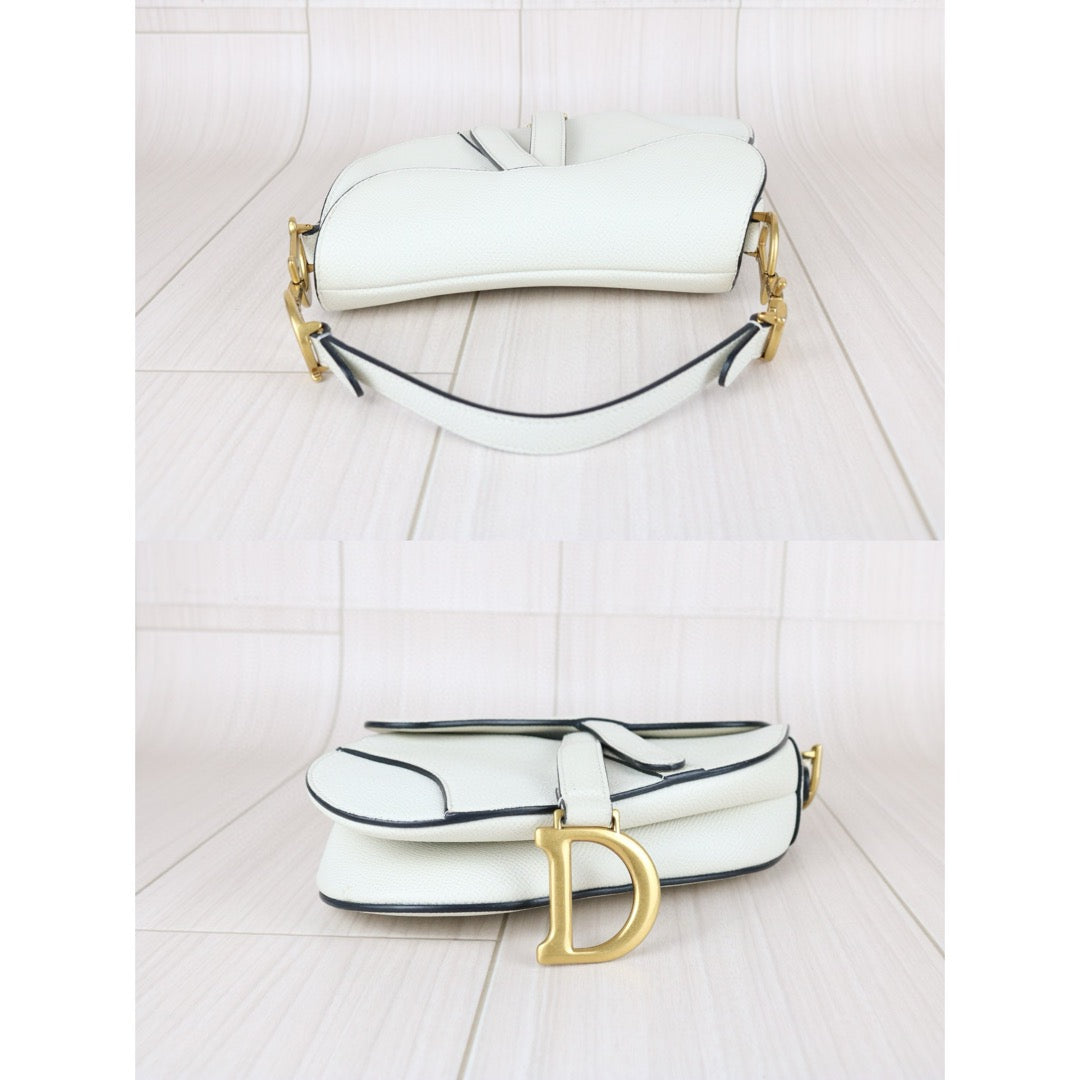 Good ( Rank AB)｜  Dior Calfskin Medium Saddle Bag White   ｜B25041501