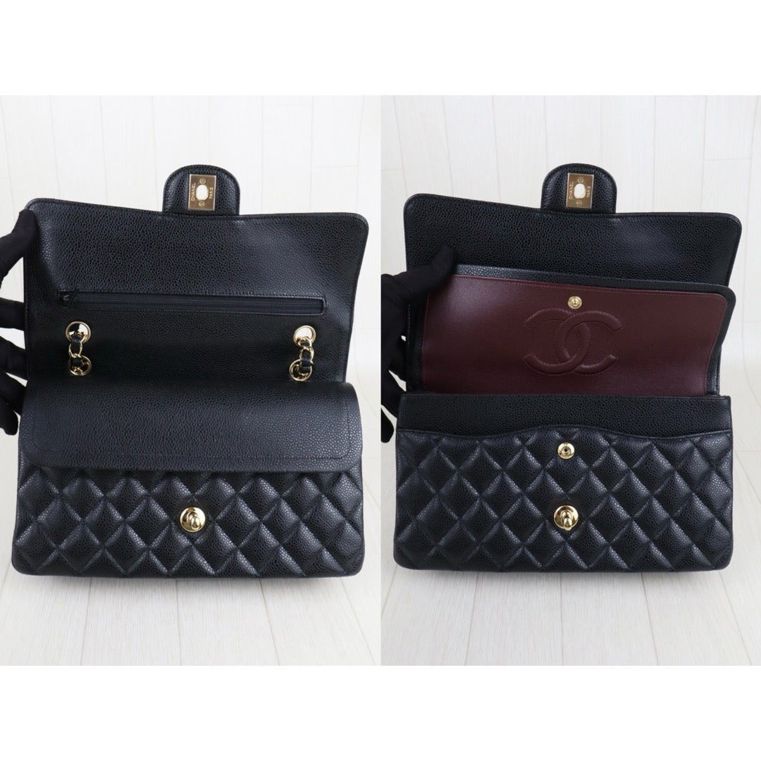 Excellent（Rank SA）｜ Full Set CHANEL Caviar Skin Matrasse Double Flap 25 Shoulder Bag Black Made In 2020-2021Year｜S25101102