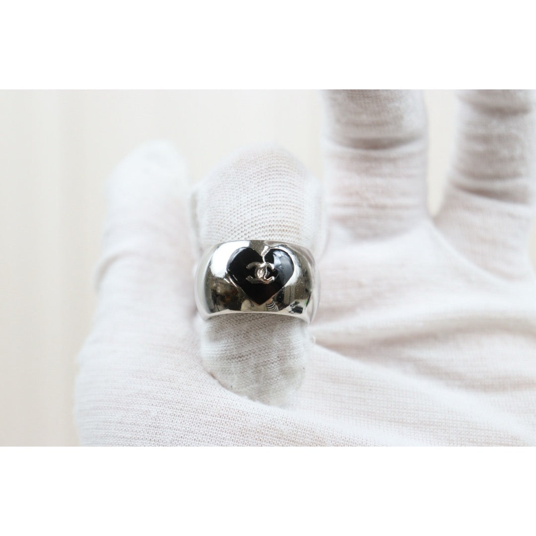 Good ( Rank AB)｜ Chanel Heart Coco Mark Silver 925 Ring #15 ｜V25052106