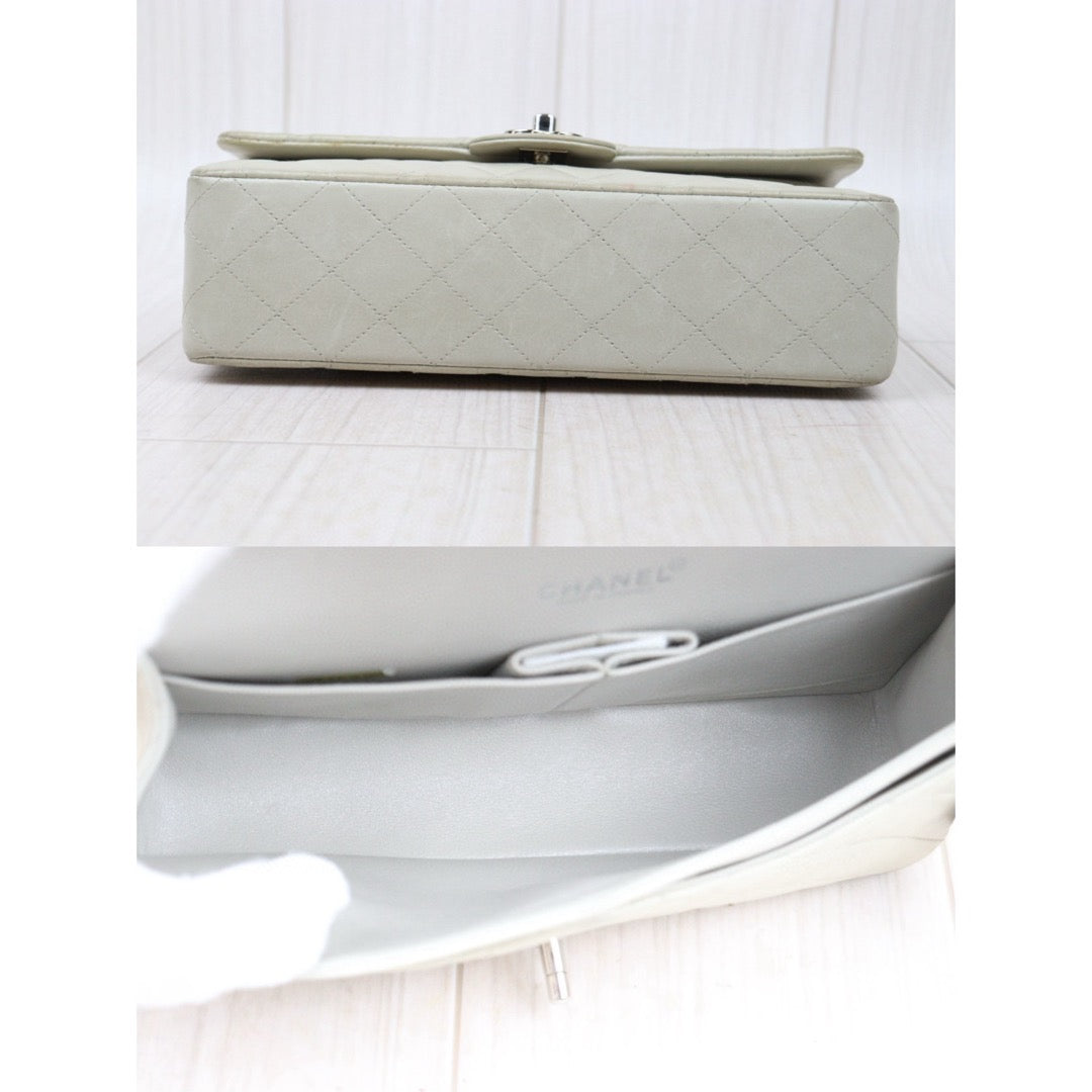 Good ( Rank AB)｜ CHANEL  Lamb Skin  Double Flap 25 Shoulder Bag Grey Made in 1997-1999 Year ｜P25012203