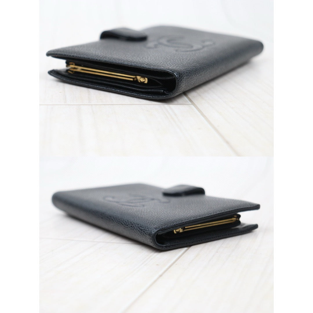 Good ( Rank AB)｜CHANEL Caviar Skin Black Long Wallet Made In 2000-2002 Year｜VT25030129