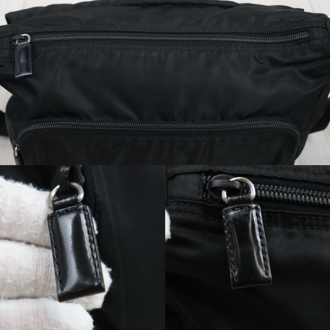 Good ( Rank AB) ｜Prada  Nylon ShoulderBag Black Silver Hardware｜25090209