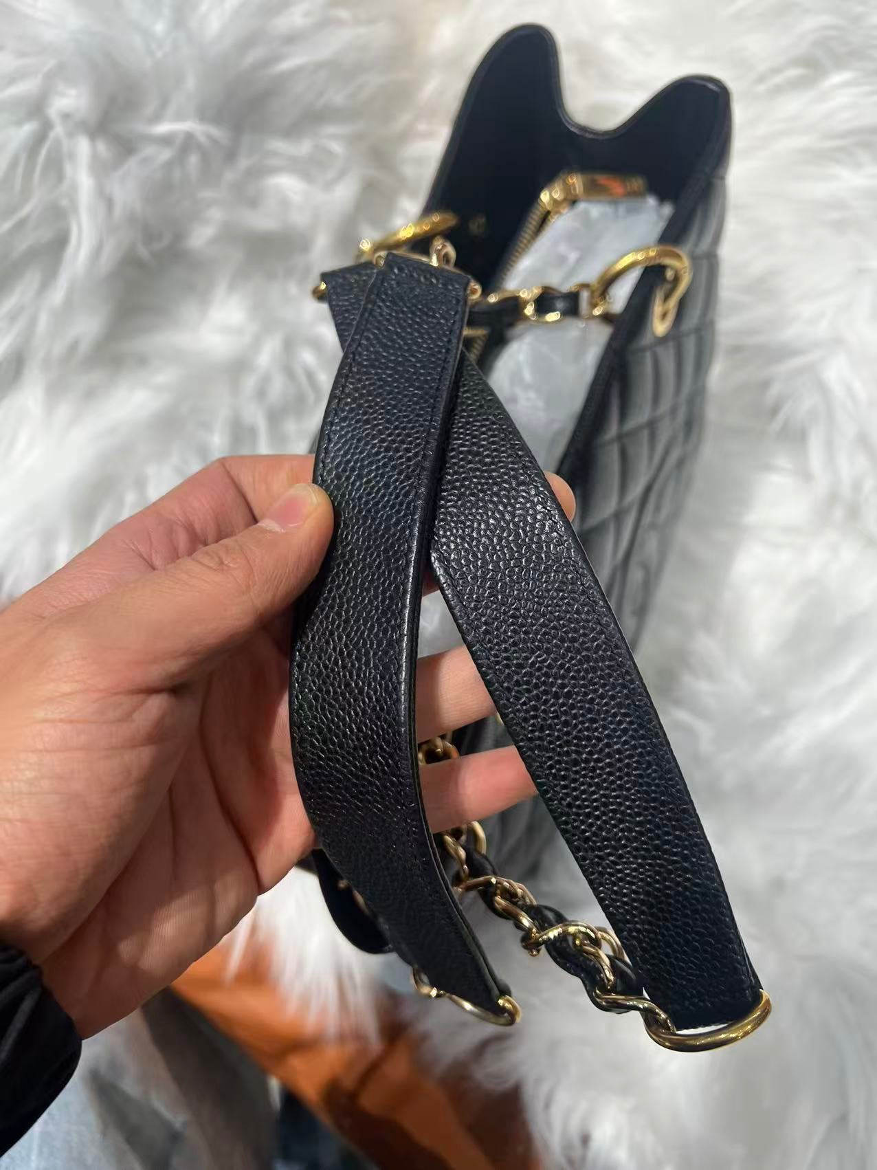 1/3 CHANEL Matrasse GST Chain Tote Bag Caviar Skin Black  Made