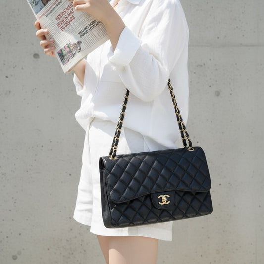 Include Entrupy Certificate of Authenticity｜Very Good ( Rank A)｜ CHANEL Matrasse Chain Caviar Skin Jumbo Black  Made In 2011Year｜S26060104