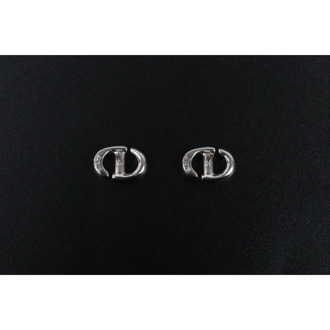 Very Good ( Rank A) ｜ Dior CD NAVY Earring Silver｜V24122607