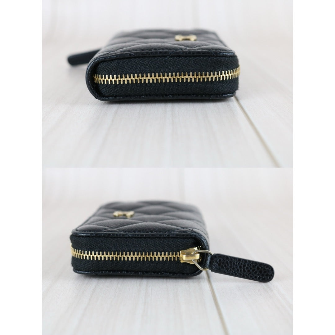 Very Good ( Rank A) ｜CHANEL Caviar Skin Calf Leather Coin Purse Black Made In 2017~2018 Year｜X25060310