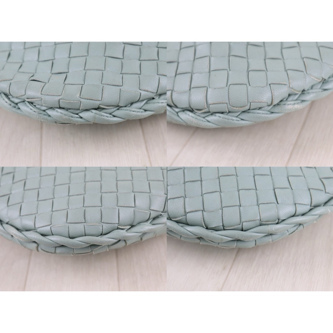 Include Entrupy Certificate of Authenticity｜Good ( Rank AB)｜ Bottega Veneta Lamb Skin Braid Shoulder Bag Glacier｜S26073106