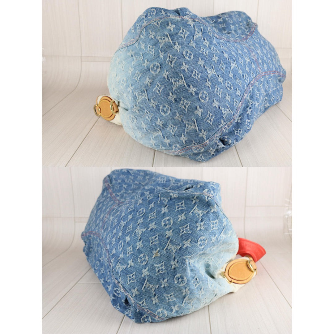 Include Entrupy Certificate of Authenticity｜Good ( Rank AB) ｜  Louis Vuitton Monogram Denim  Sunshine Blue Tote Bag Shoulder Bag  ｜S26010906