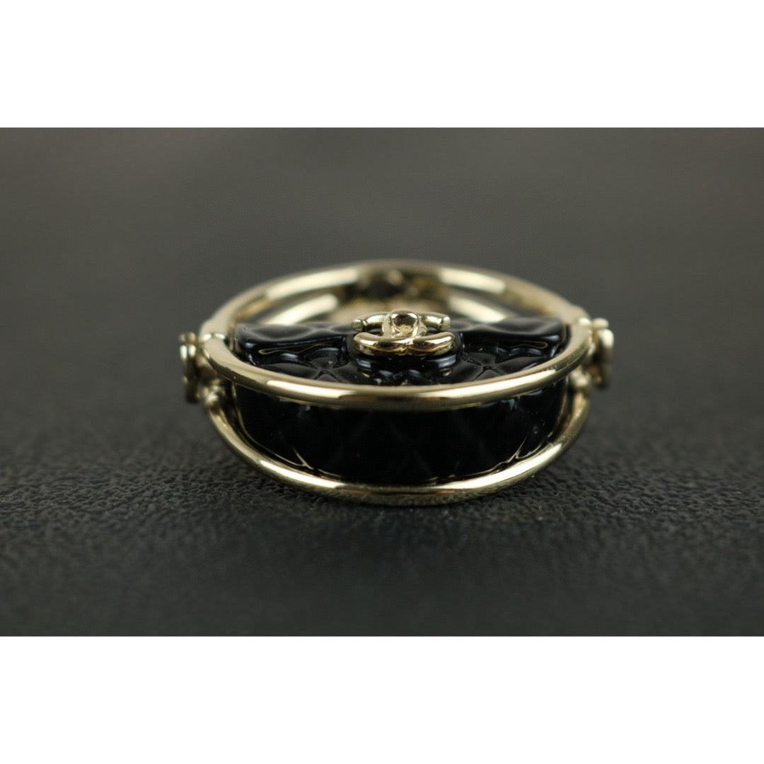 Excellent（Rank SA）｜ CHANEL  Coco Mark Flip Bag Ring  Brooch Black｜F25021114