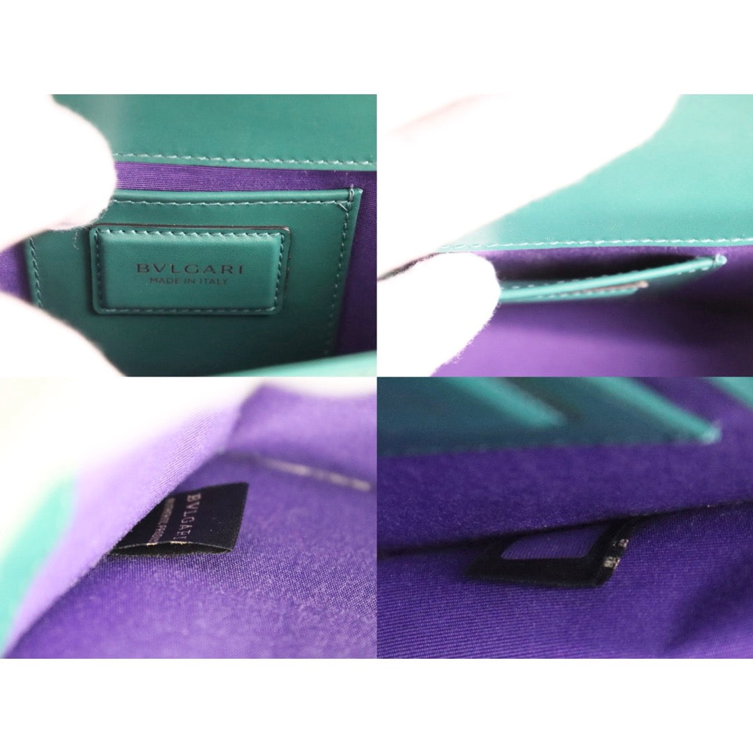 Include Entrupy Certificate of Authenticity｜Very Good ( Rank A)｜Bvlgari Calf Leather Serpenti Forever Top in Emerald Green PM Shoulder Strap ｜S26090738