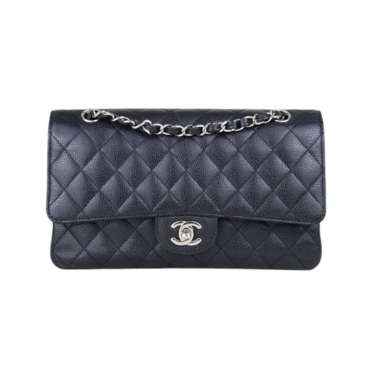 Good ( Rank AB)｜ CHANEL Caviar Skin Matrasse Double Flap 25 Shoulder Bag Black Made In 2009-2010 Year  ｜Y25011002