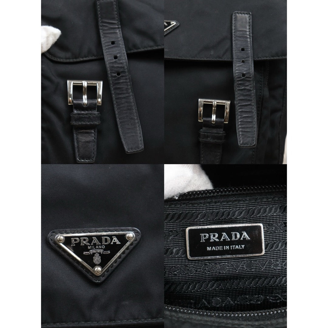 Include Entrupy Certificate of Authenticity｜Good ( Rank AB) ｜Prada  Nylon Black Shoulder Bag  Silver Hardware｜26050709