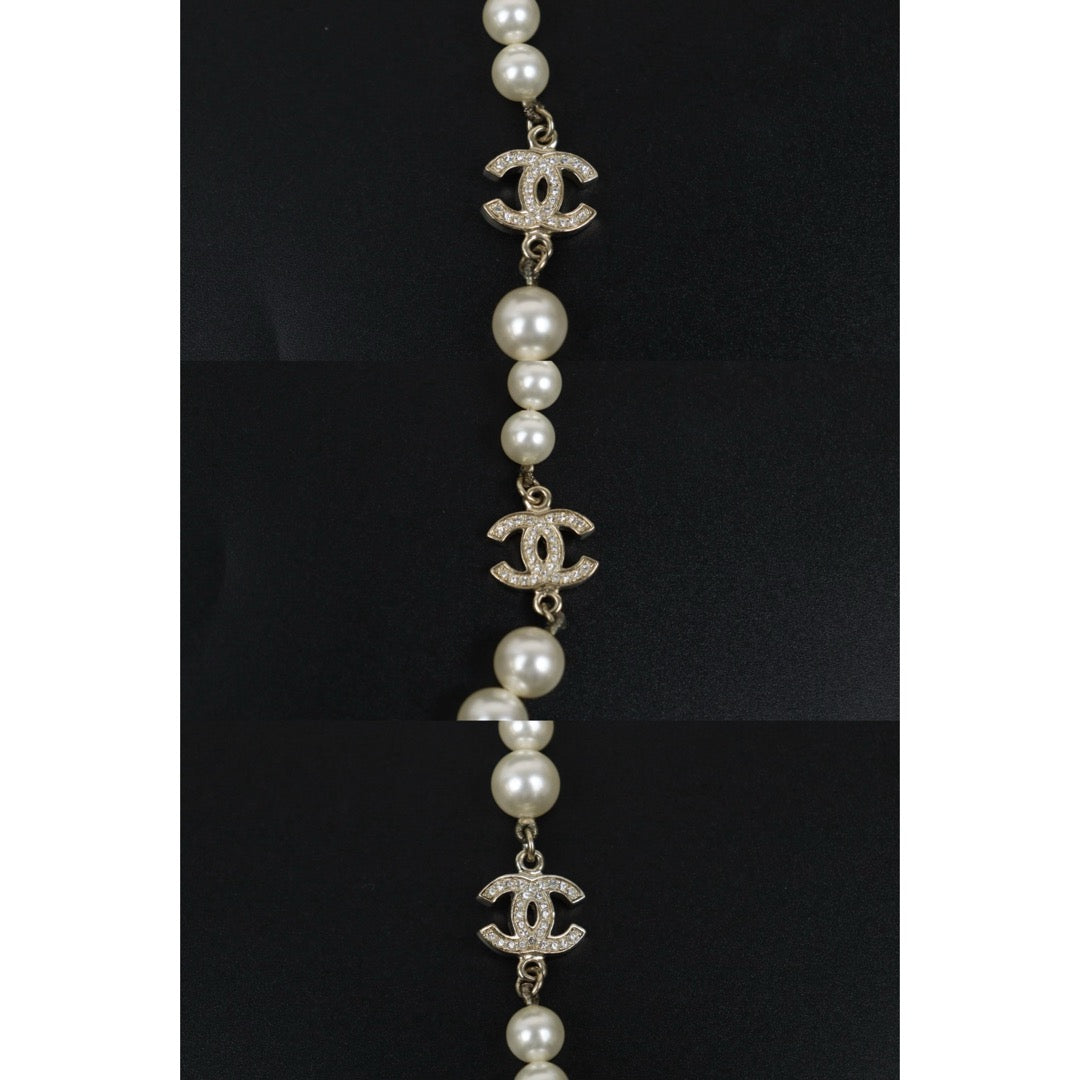 Very Good ( Rank A)｜ CHANEL Coco Mark Pearl Rhinestone  Necklace｜S25110435