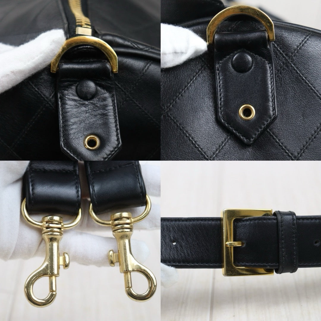 Good ( Rank AB)｜ CHANEL Calf Leather Vintage Boston Travel Bag 60 with Shoulderstrap Black Made In 1989- 1991Year｜S25110407