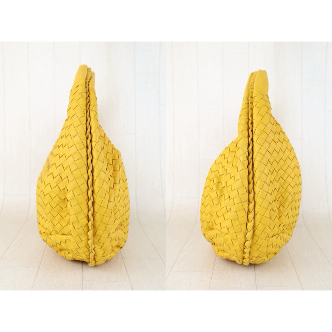 Good ( Rank AB)｜ Bottega Veneta Lamb Skin Braid Hobo Shoulder Bag Yellow｜S25103001