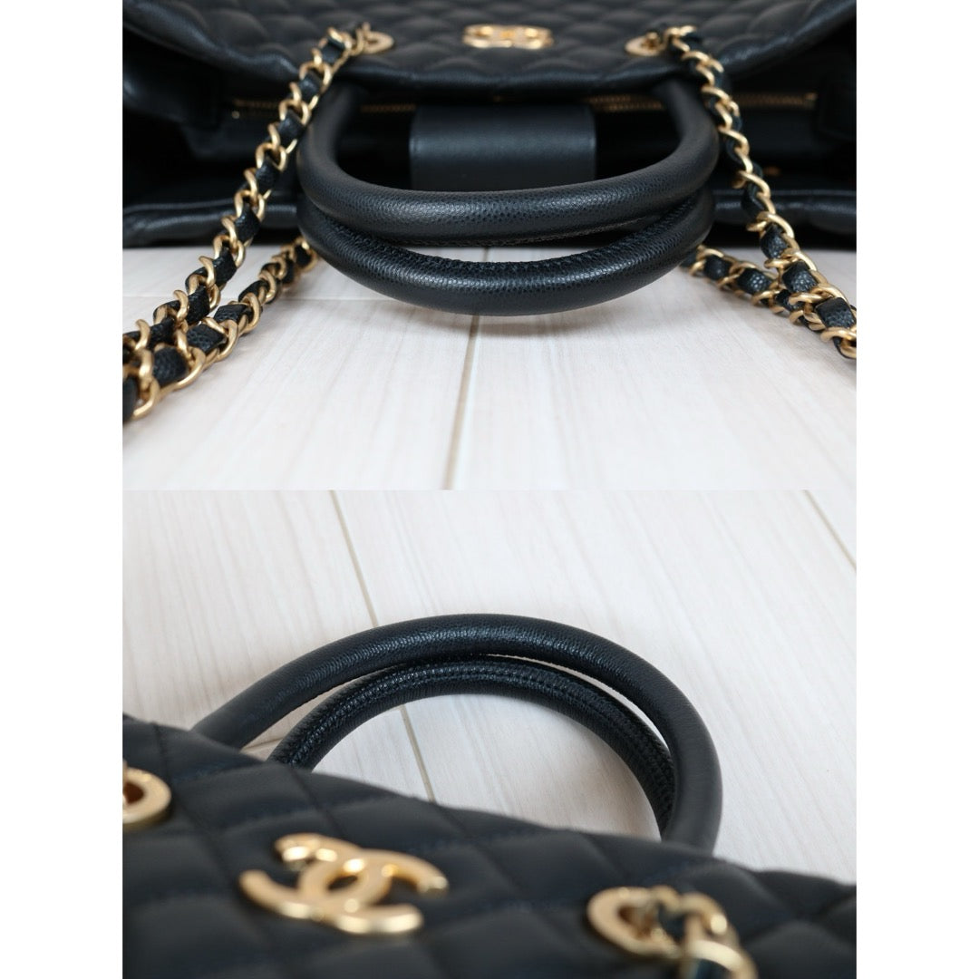 Very Good ( Rank A) ｜ CHANEL Matrasse Chain Tote Bag Caviar Skin Black  Made In 2018-2019 Year｜S24090501