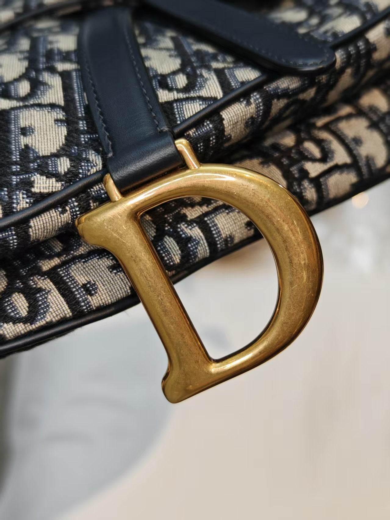 Very Good ( Rank A)｜Dior Trotter Saddle Shoulder Bag Medium with strap and Entrupy Certificate of Authenticity