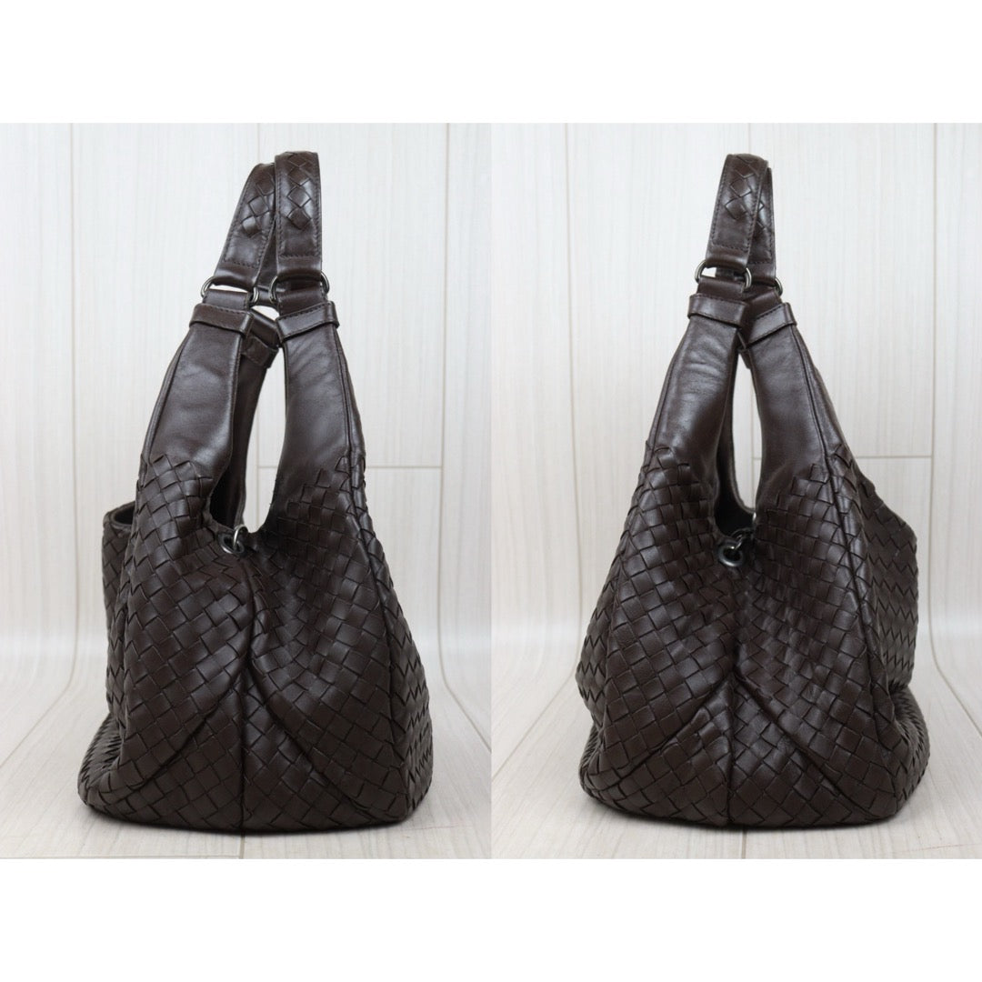 Fair ( Rank B)｜ Bottega Veneta Lamb Skin Braid Hobo HandBag Brown｜V25060509
