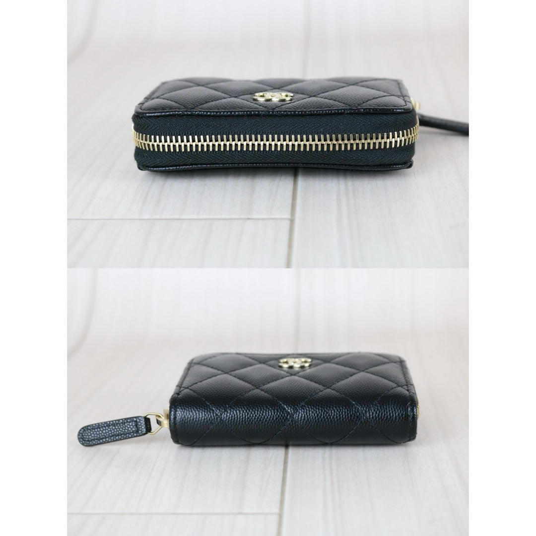 Very Good ( Rank A) ｜CHANEL Caviar Skin Calf Leather Coin Purse Black Made In 2018~2019 Year｜S25063003