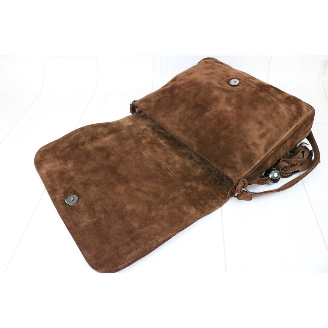Include Entrupy Certificate of Authenticity｜Good ( Rank AB) ｜ CHANEL  Coco Mark Chammy Leather Tassel Shoulder Bag Brown Made In 1994～1996Year ｜S26032907