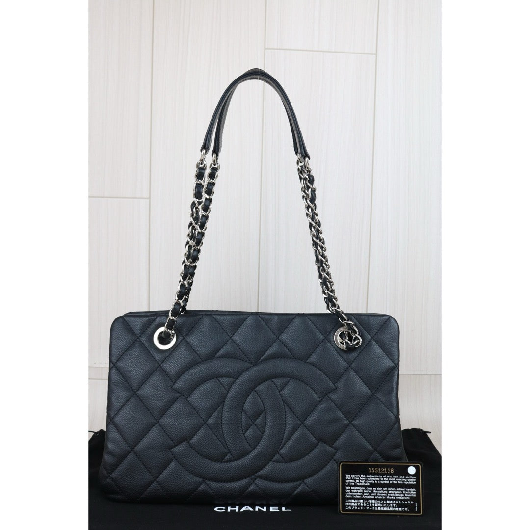 Include Entrupy Certificate of Authenticity｜Very Good ( Rank A)｜ CHANEL Caviar Skin  Matrasse Chain Tote Bag Black Made In 2011Year｜X26041605