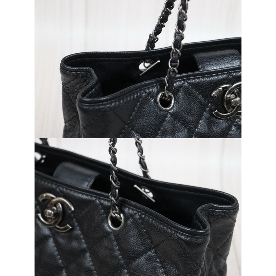 Very Good ( Rank A)｜ CHANEL Caviar Skin  Matrasse Chain Tote Bag Black Made In 2014～2015Year｜25121811