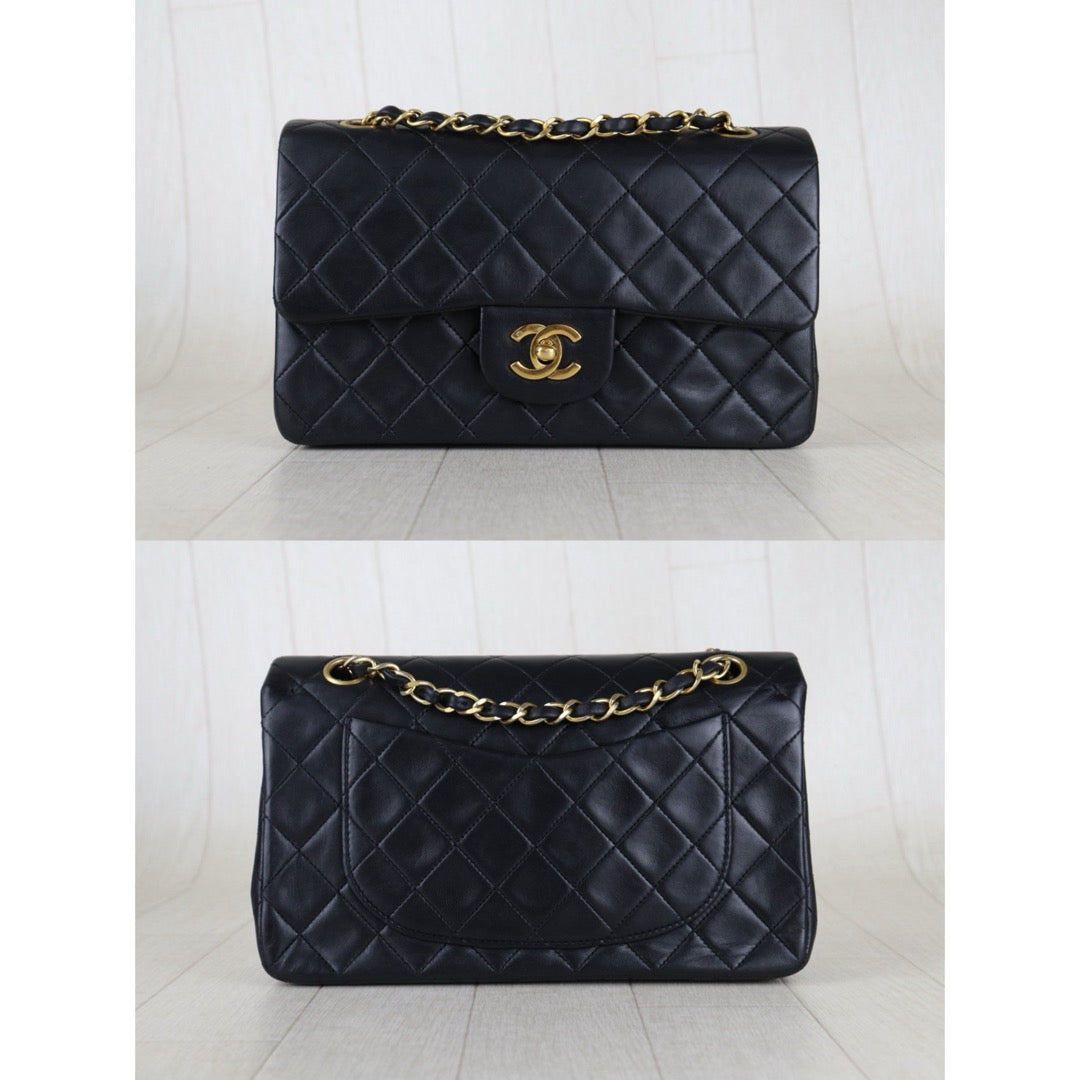 Good ( Rank AB)｜CHANEL Lamb Skin Matrasse Chain Double Flap 23 Shoulder Bag Black Made In 1989-1991Year｜H26013001
