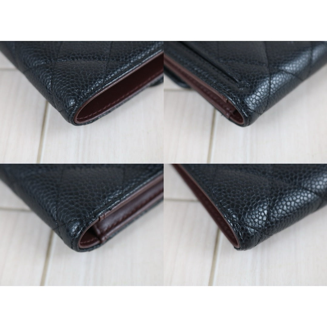 Include Entrupy Certificate of Authenticity｜Very Good ( Rank A)｜CHANEL Caviar Skin Black Wallet Made In 2019-2020Year｜X26052601