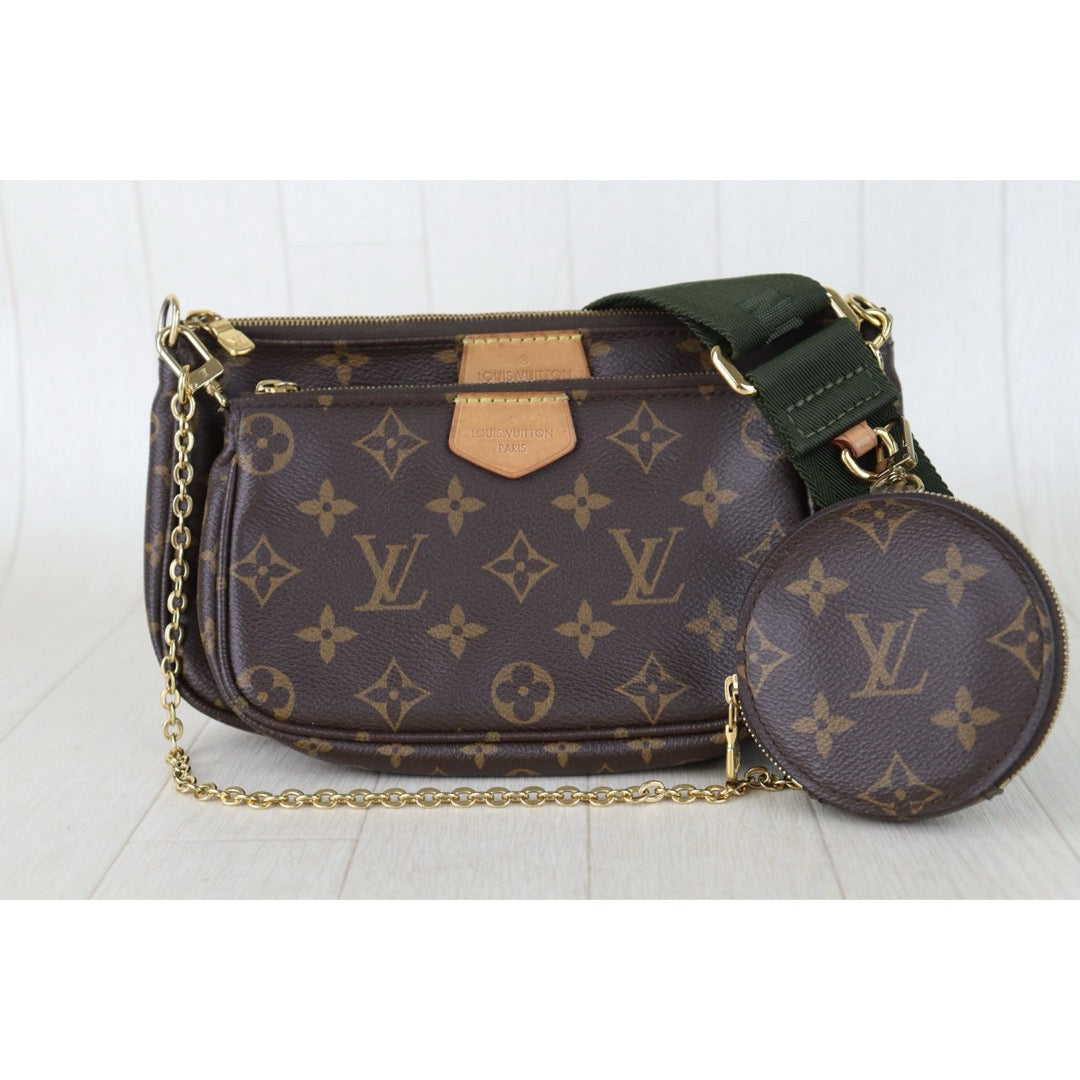 Include Entrupy Certificate of Authenticity｜Good ( Rank AB) ｜ Louis Vuitton Monogram Multi Pochette Accessoire Khaki｜Z26092906