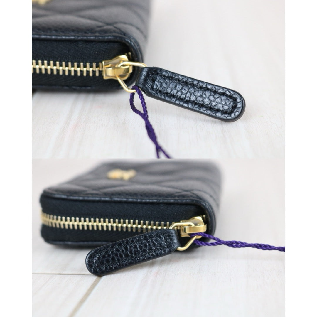 Include Entrupy Certificate of Authenticity｜Very Good ( Rank A)｜CHANEL Caviar Skin Black Zipper Wallet Made In 2018Year｜X26061803