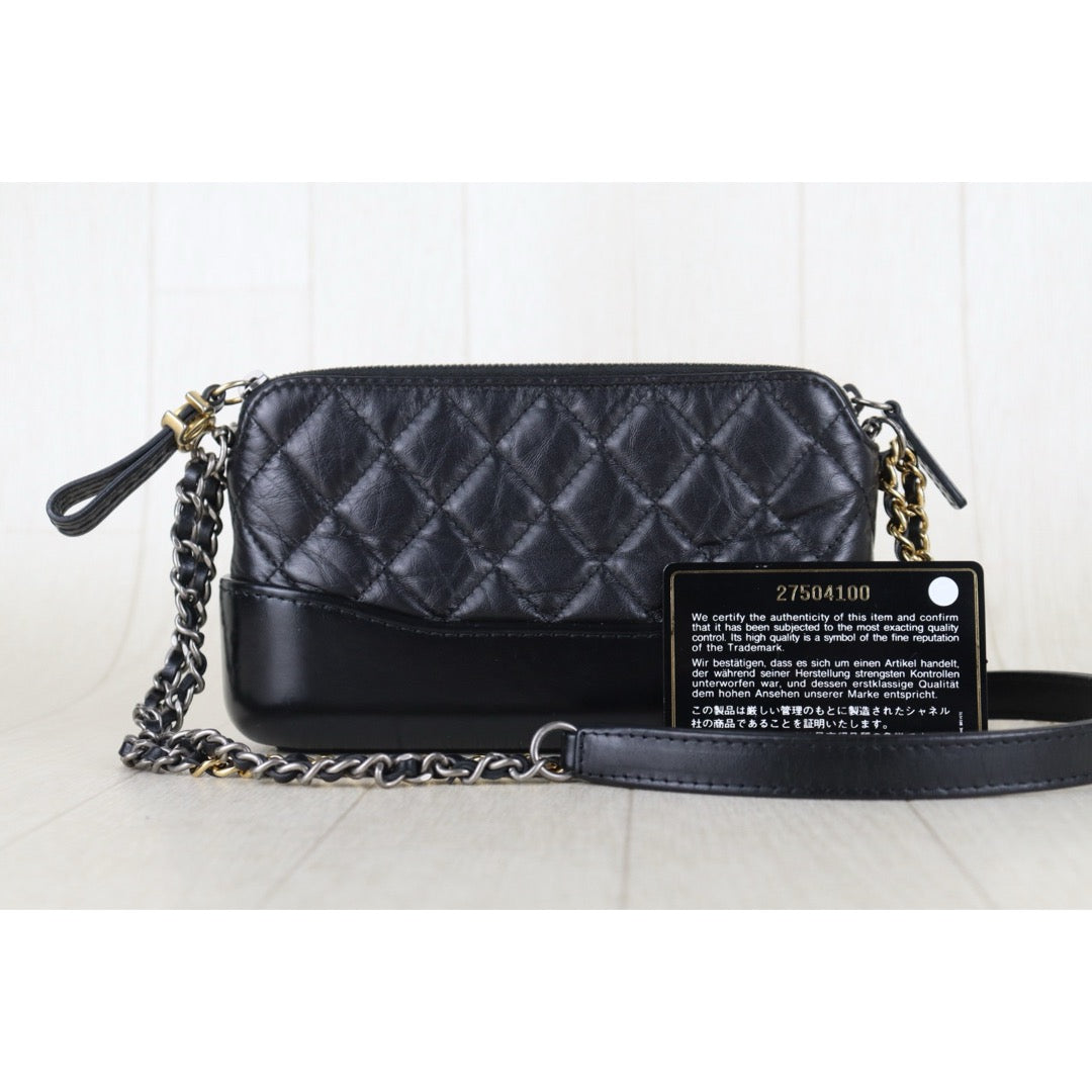 Include Entrupy Certificate of Authenticity｜Very Good ( Rank A)｜CHANEL Mini Gabrielle Aged Calfskin Shoulder Bag Black Made in 2019Year｜S26072548