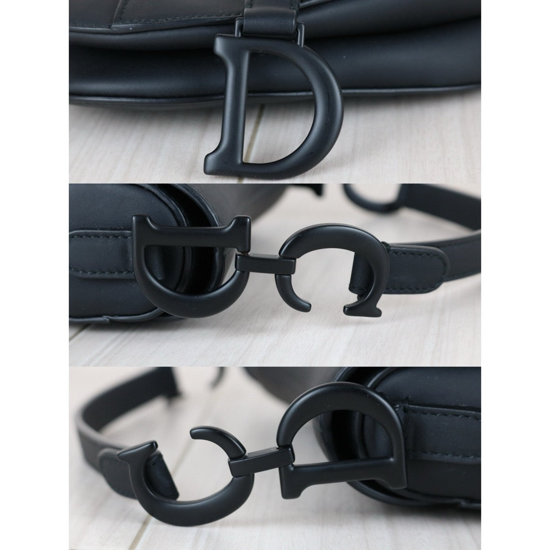 Very Good ( Rank A) ｜  Dior Calfskin Small Saddle Shoulder Bag Black  ｜J25042404