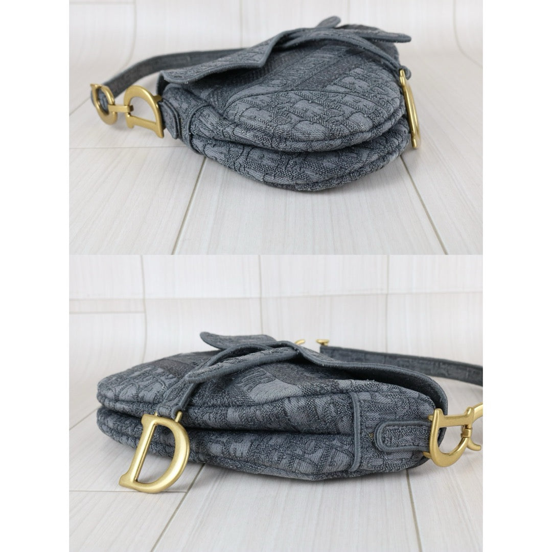 Very Good ( Rank A) ｜Dior Trotter Saddle Obique Gray Shoulder Bag Medium｜S25103005