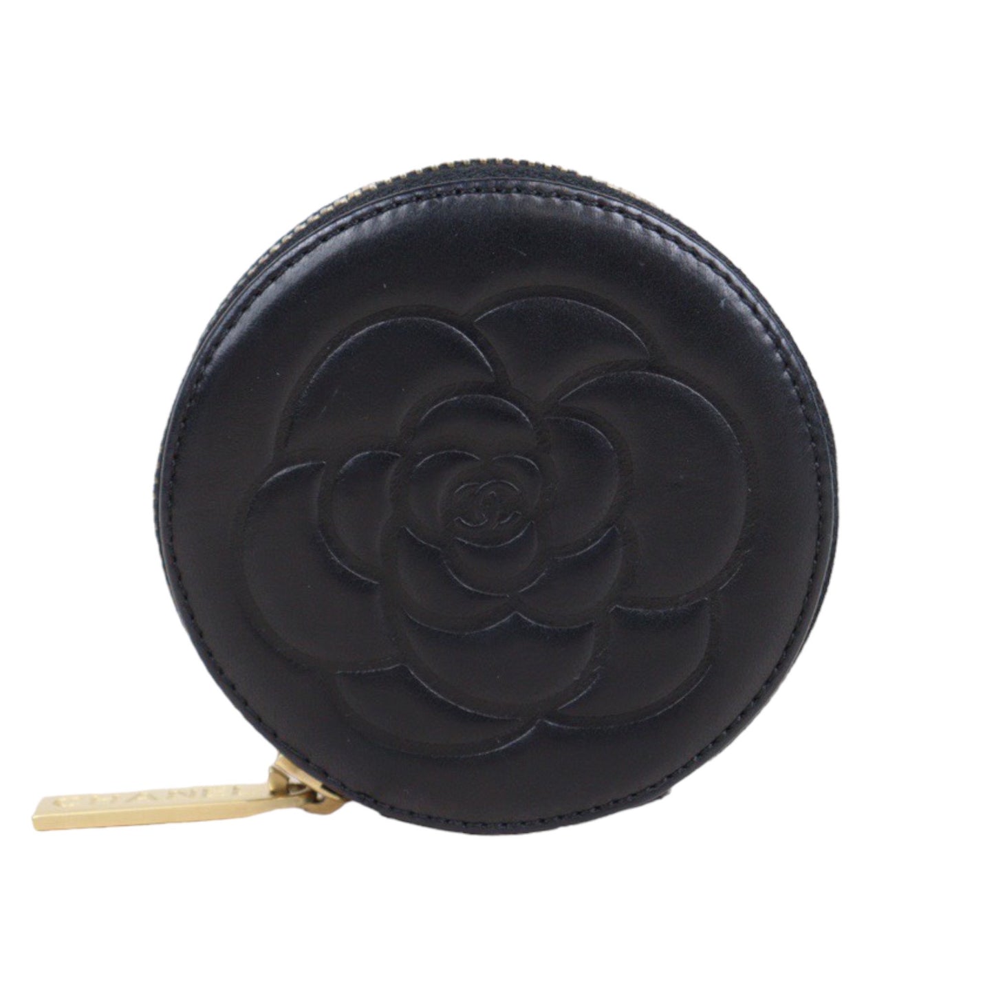 Rank A ｜CHANEL  Lamb Leather Camellia Coin Holder｜V23102827