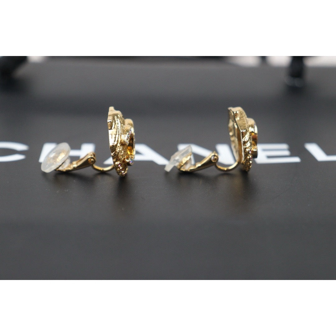 Very Good ( Rank A)  ｜CHANEL Shell Rhinestone  Earrings ｜P24110117