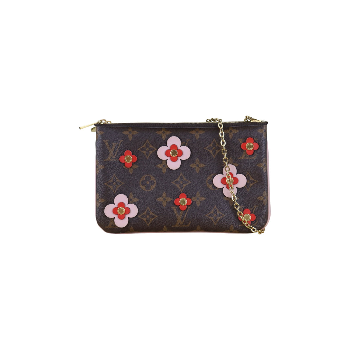 Include Entrupy Certificate of Authenticity｜Very Good ( Rank A)｜ Louis Vuitton Double Zip Pochette Limited Edition Blooming Flowers Monogram｜S26090714