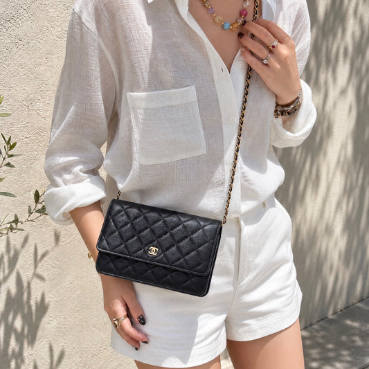 Include Entrupy Certificate of Authenticity｜Very Good ( Rank A)｜CHANEL Caviar Skin WOC 19 Chain Bag Black Made In 2019-2020Year｜S26072902