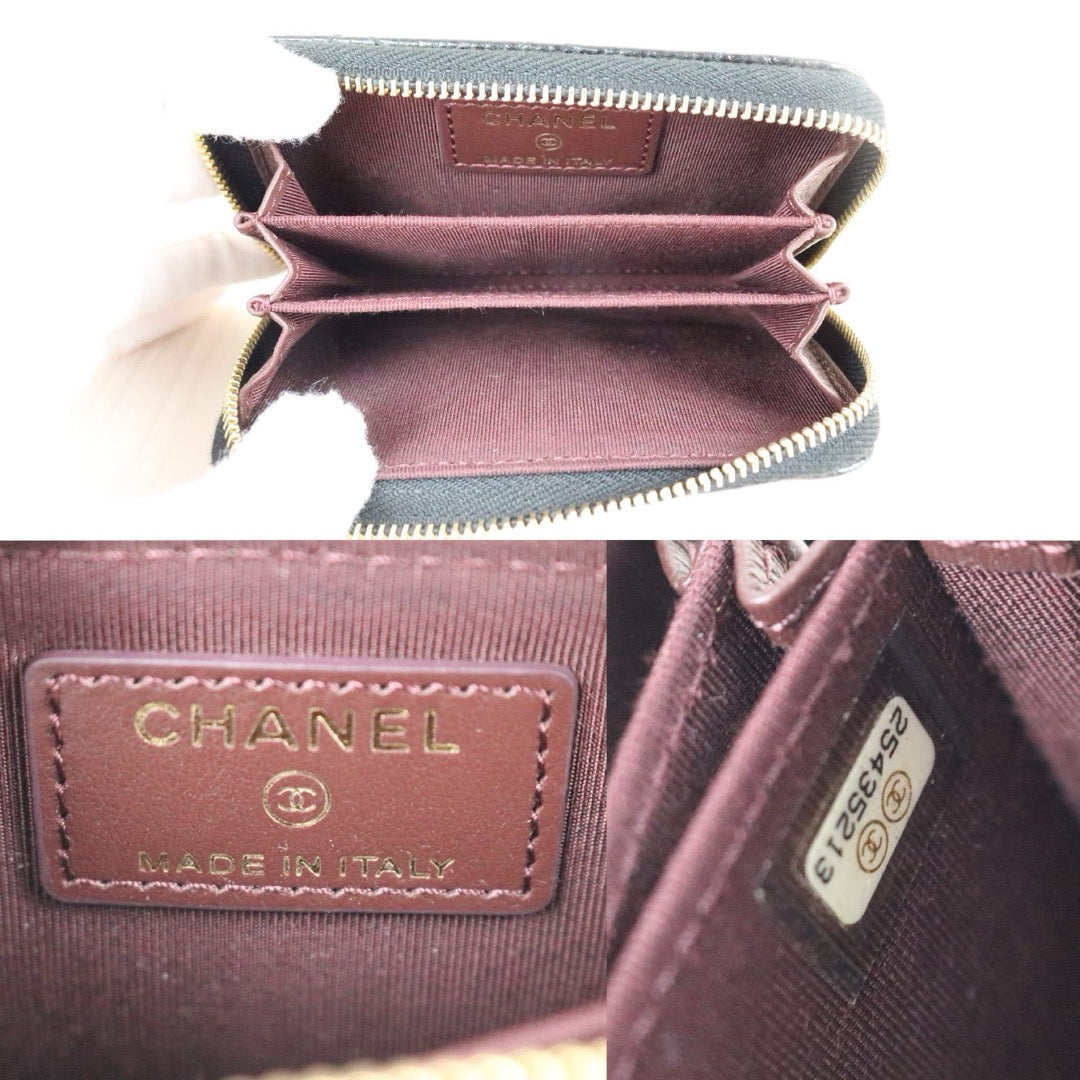 Include Entrupy Certificate of Authenticity｜Very Good ( Rank A)｜CHANEL Caviar Skin Black Zipper Wallet Made In 2018Year｜X26061803