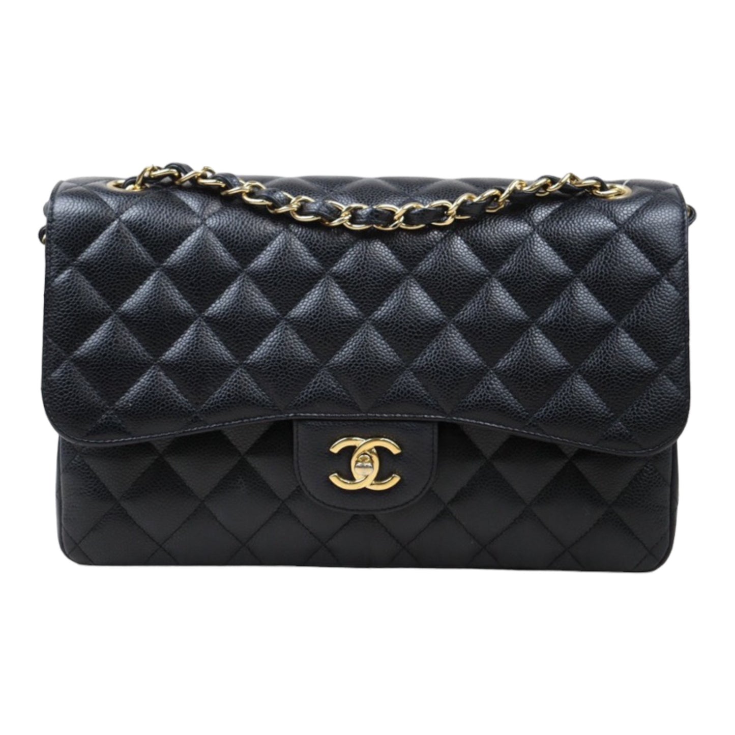 Good ( Rank AB)｜ CHANEL Caviar Skin Matrasse Double Flap 30 Shoulder Bag Black Made In 2019-2020Year  ｜P24061143