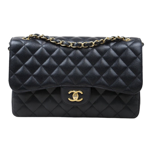 Good ( Rank AB)｜ CHANEL Caviar Skin Matrasse Double Flap 30 Shoulder Bag Black Made In 2019-2020Year  ｜P24061143