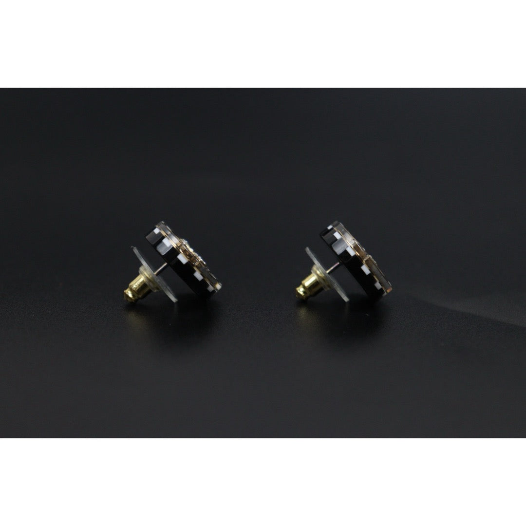 Include Authentic Detective Certificate of Authenticity｜Very Good ( Rank A) ｜CHANEL D23C COCO Mark  Black Acrylic Rhinestone Earrings Made In 2023Year｜S26031007