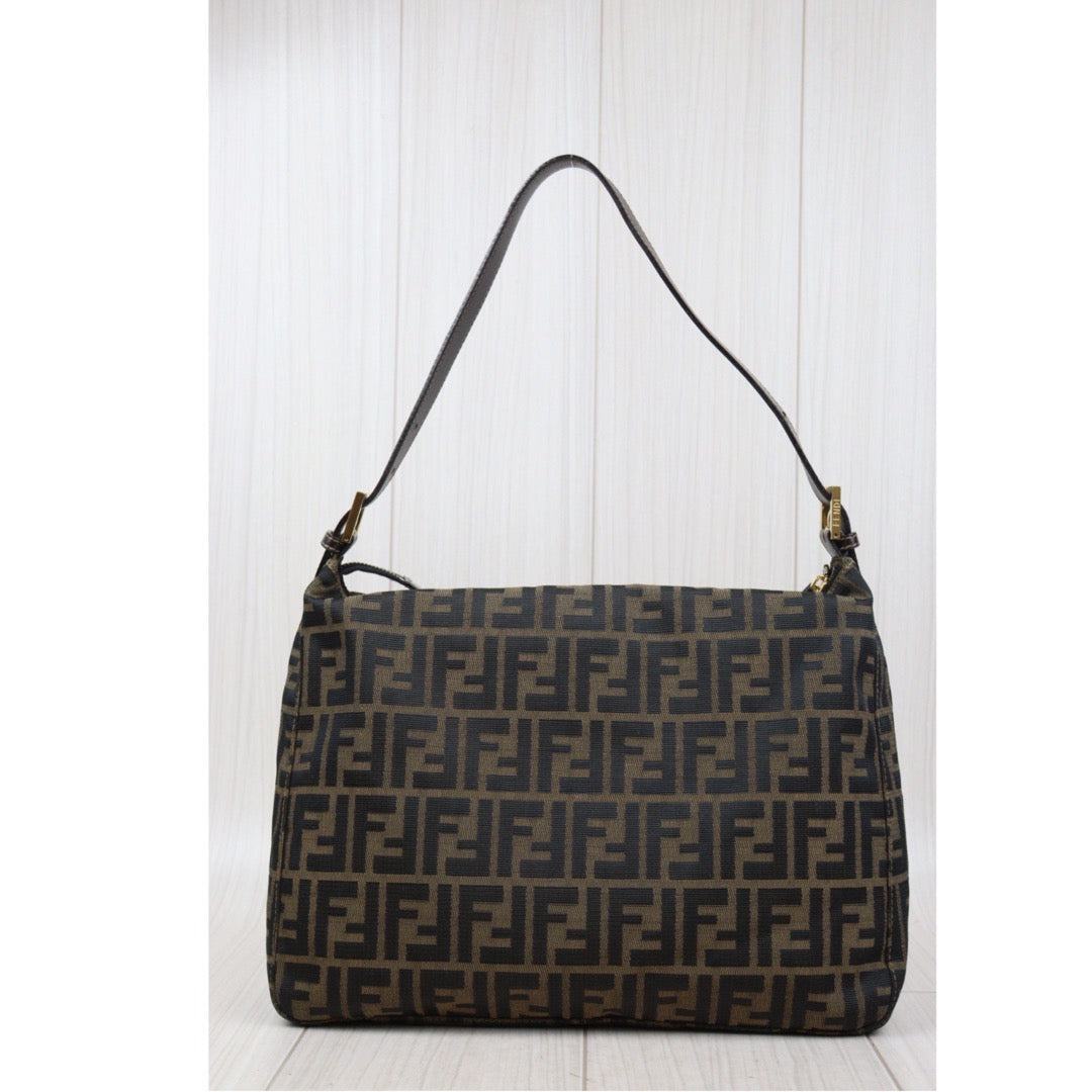 Rank A｜ FENDI Zucca Mamma Baguette Shoulder Bag Gold Hardware｜24032913