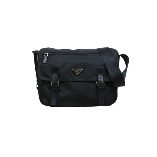 Include Entrupy Certificate of Authenticity｜Good ( Rank AB) ｜Prada  Nylon Black Shoulder Bag  Silver Hardware｜26041503