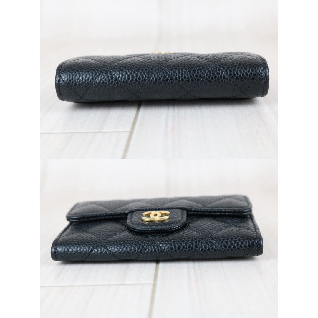 Include Entrupy Certificate of Authenticity｜Very Good ( Rank A)｜CHANEL Caviar Skin Black Card Holder Made In 2019-2020Year｜S26051102