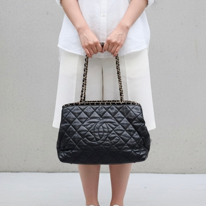 Include Entrupy Certificate of Authenticity｜Good ( Rank AB) ｜ CHANEL  Coco Mark Calf Leather Matrasse Chain ToteBag  Made In 2012～2013Year ｜S26030814